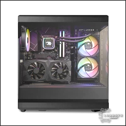 Detailed view of the 360mm liquid cooling solution installed.