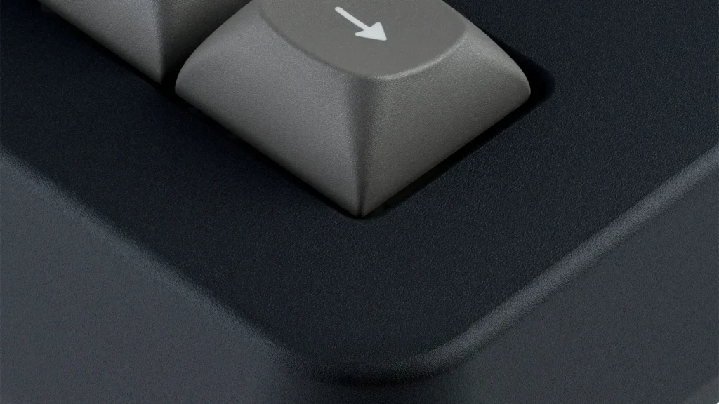Close up of the keyboard profile and keycaps