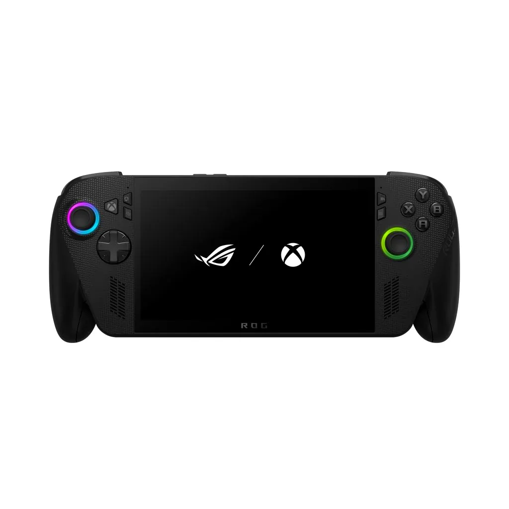 Side view showing the cooling vents and ports of the ROG Xbox Ally X