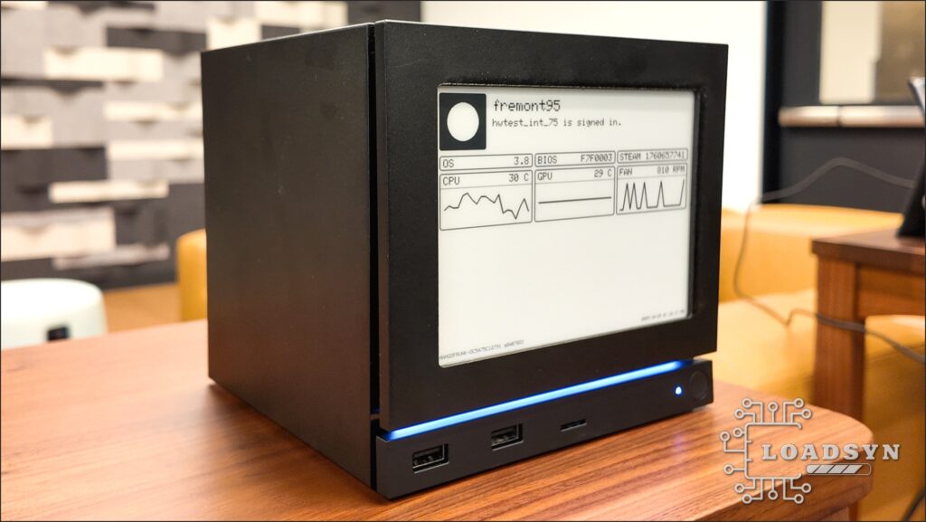 Valve's new Steam Machine during a visit to Valve HQ in Bellevue, Washington. The Steam Machine is a compact living room gaming PC.