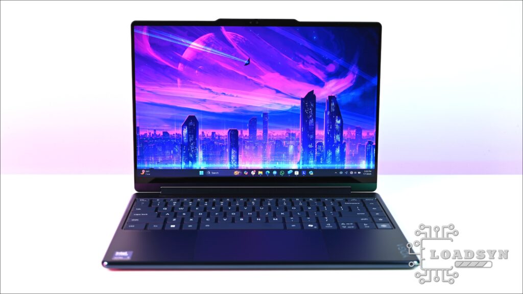 Photos of the Lenovo Yoga 9i 2-in-1 (2025) Intel Aura Edition 14-inch laptop.