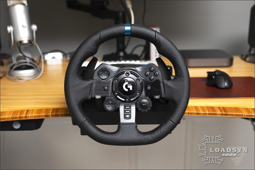 Close up of G923 wheel on a desk