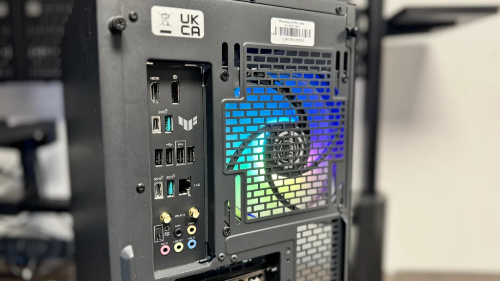 Full front view of the Phanteks chassis with RGB lighting.