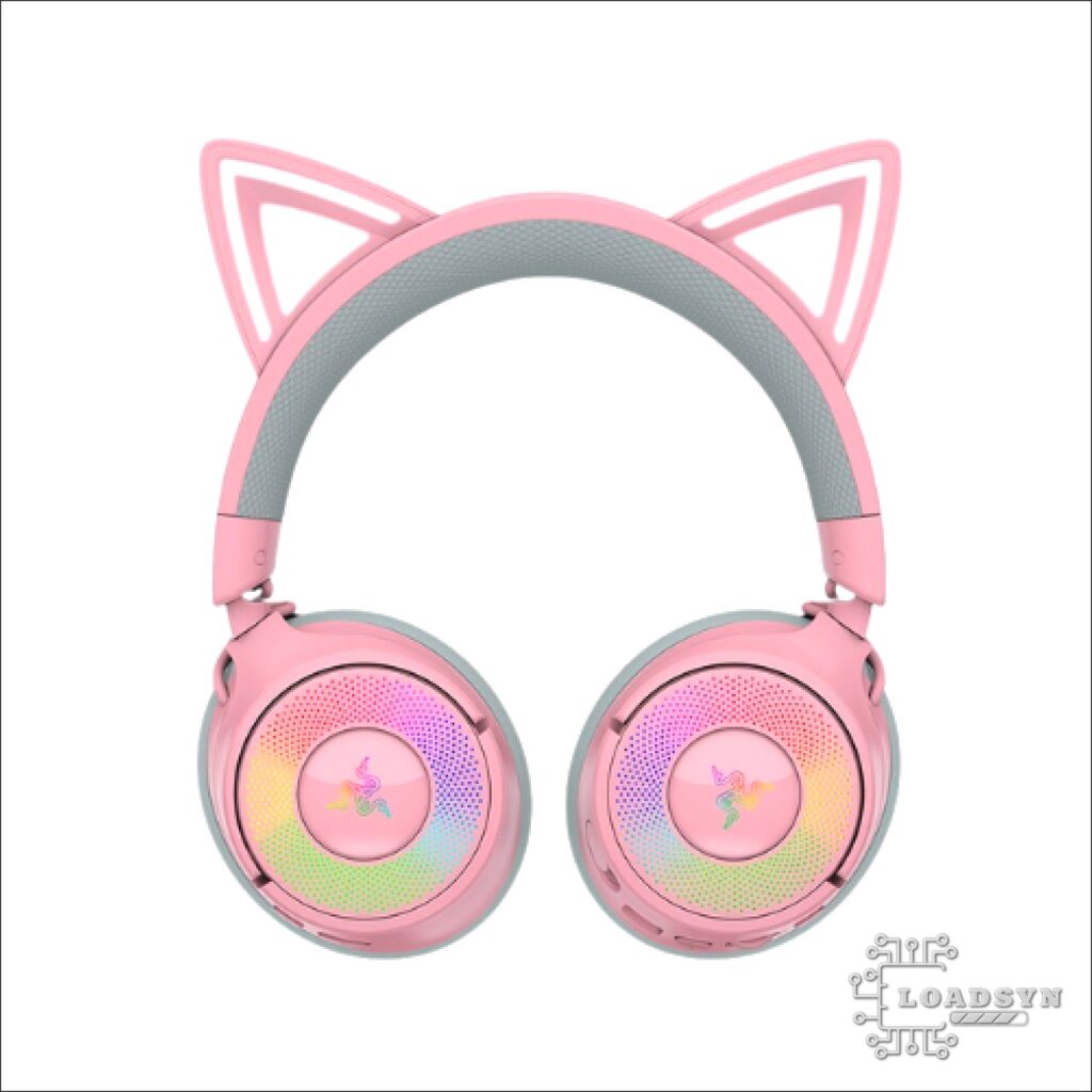 Close-up of the Kraken Kitty V3 earcups and cat ears