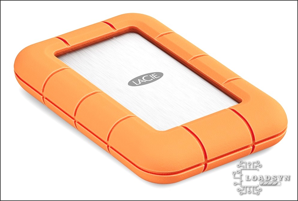 The LacIe Rugged SSD4 external drive against a white background.