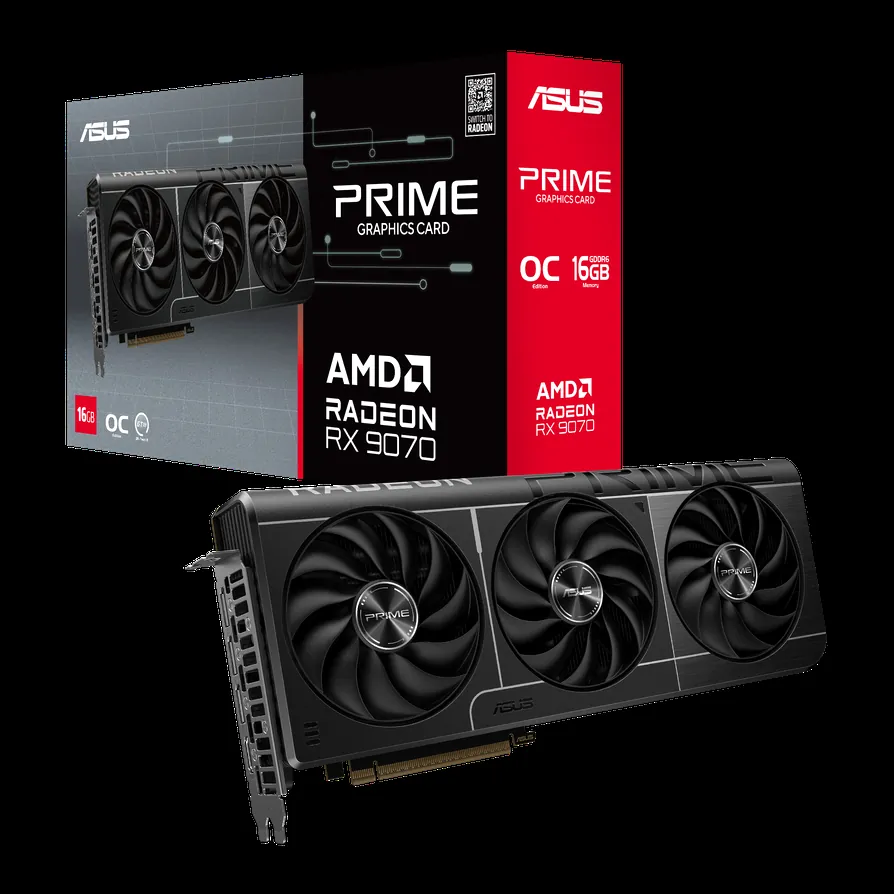 ASUS PRIME RX 9070 box and card render