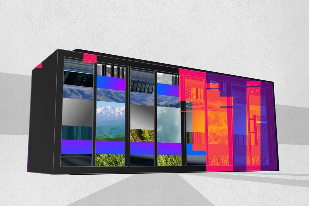 AI data center colorful server racks illustrating massive compute demand