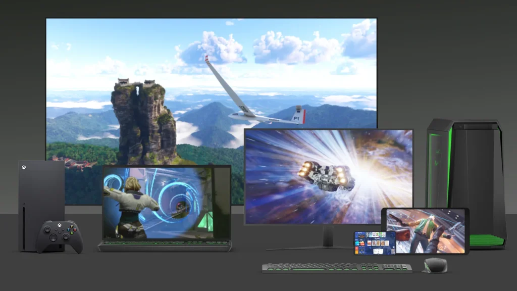Graphic contains multiple devices which can be used to play games