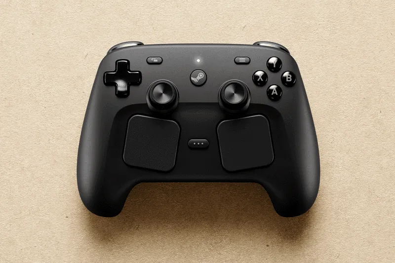 Close-up of the redesigned Steam Controller.