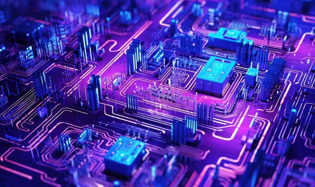 Blue and purple technology circuit