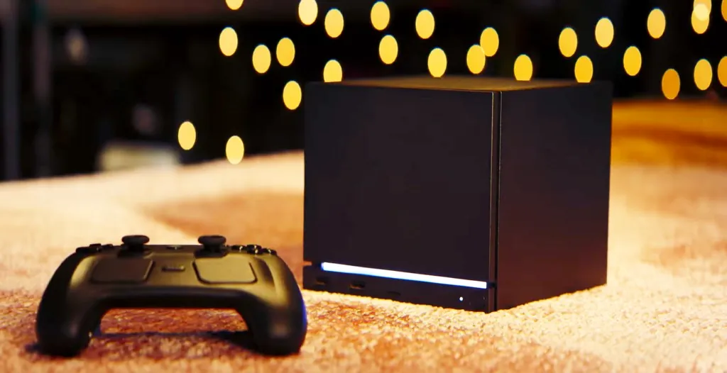 High-quality render of the Valve Steam Machine console.