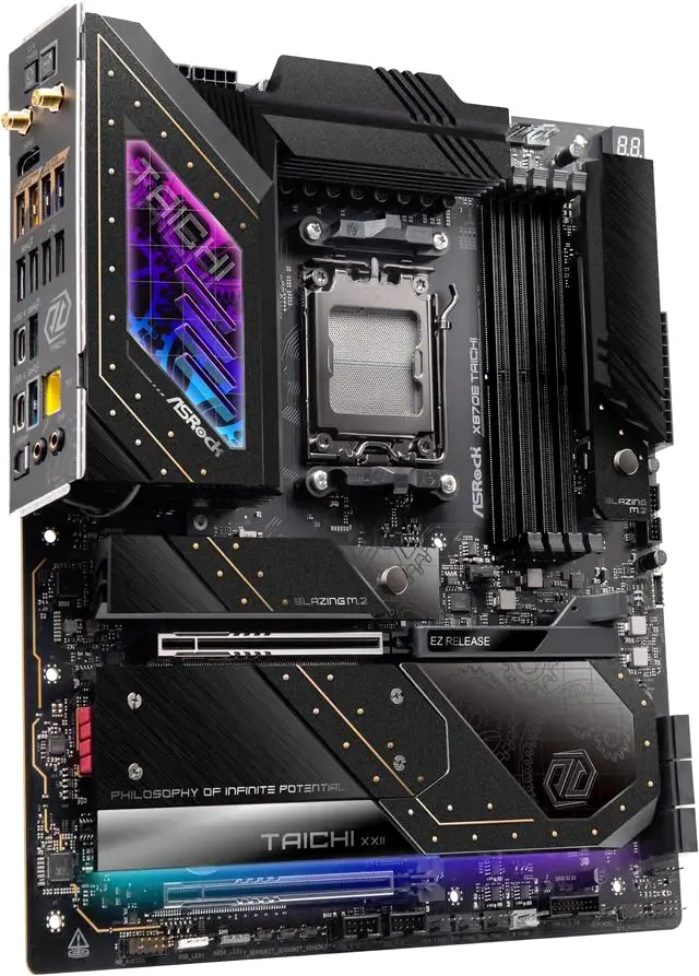 ASRock X870E TAICHI AM5 AMD X870E Extended ATX Motherboard - Side View