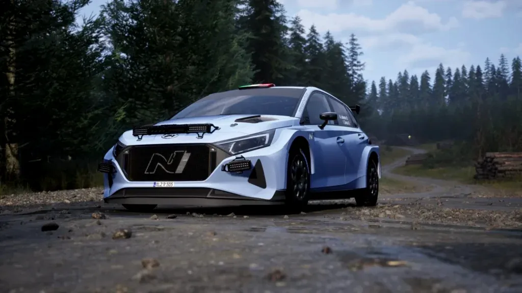 Hyundai i20N Rally2 on a gravel stage