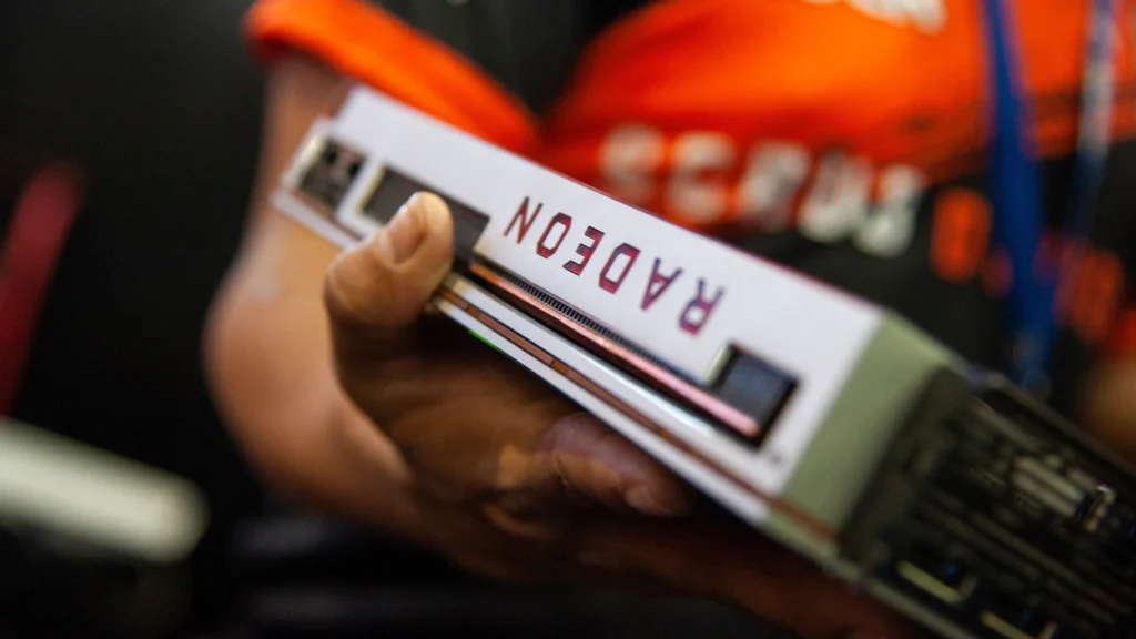 AMD Radeon GPU with conceptual AI accelerator labels