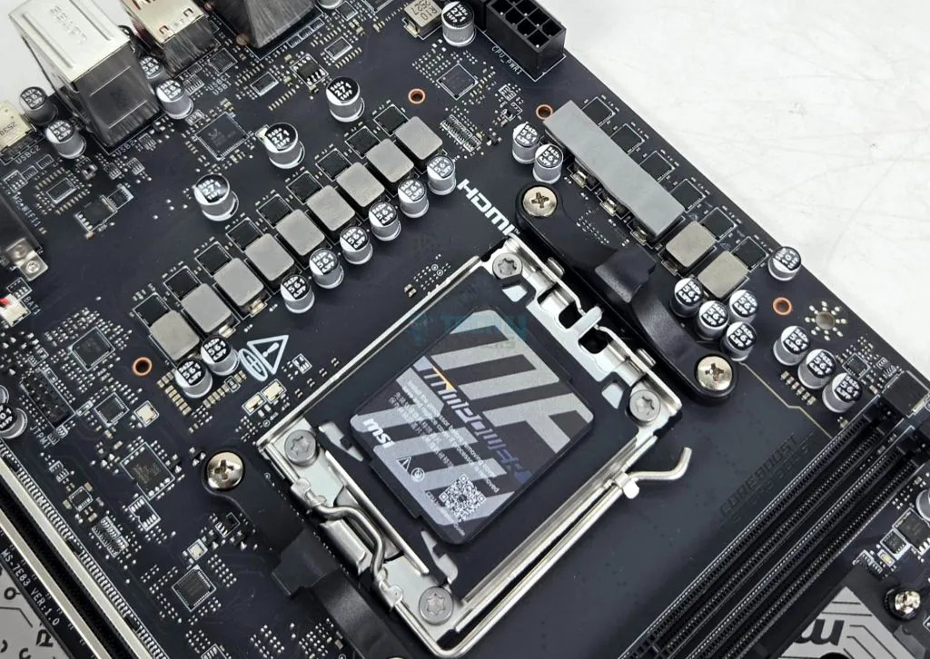 MSI B850MPOWER Motherboard CPU Power Delivery and OC features highlighted