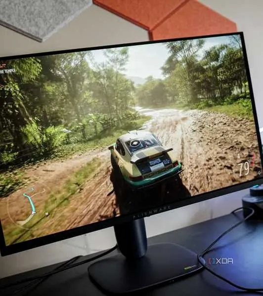 alienware aw2725q on a desk