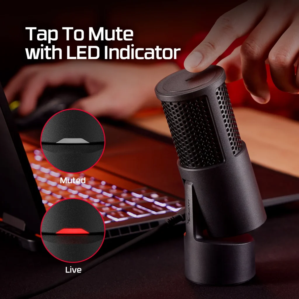HyperX Solocast 2 BLK Mic - 01 with tap-to-mute indicator