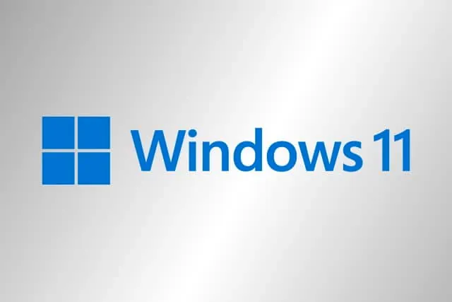 A stylized image of the Windows 11 logo with a grey gradient background.
