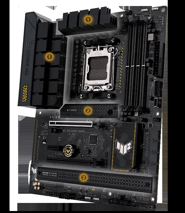 Onboard heatsinks on a motherboard