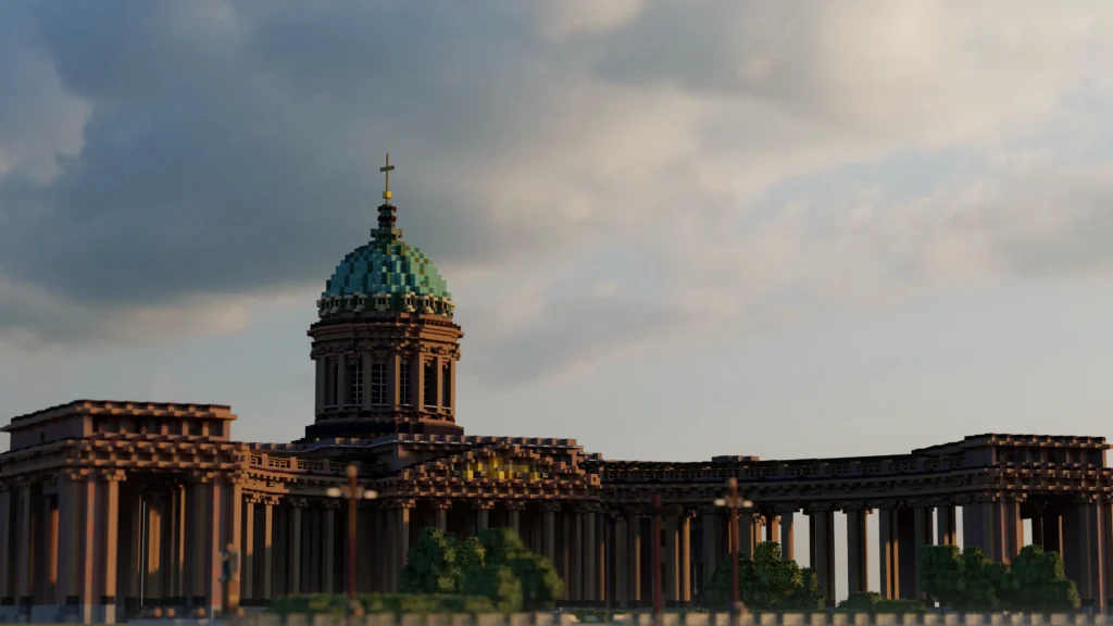 A vast, blocky landscape within Minecraft, hinting at a large-scale building project.