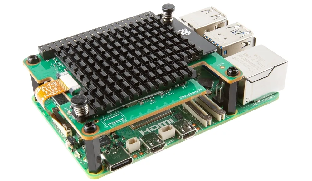 The Raspberry Pi AI HAT+ 2 on top of a Raspberry Pi 5.