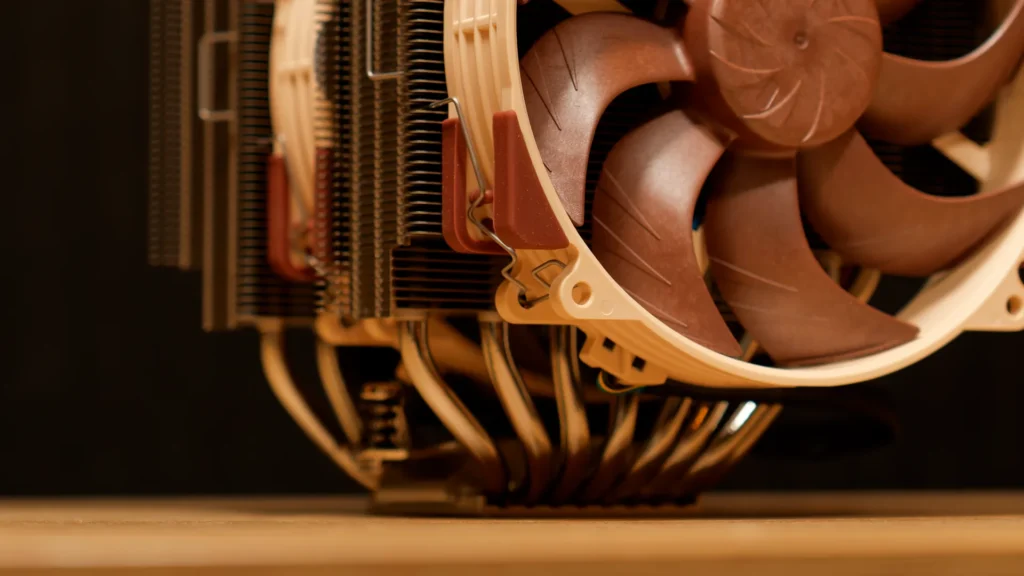 Close-up of a Noctua CPU cooler
